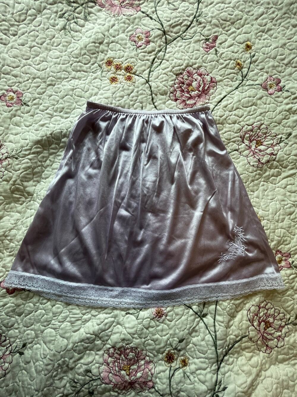 upcyled purple intimate slip skirt